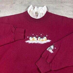 90s grandma core cottage core red and white Christmas sweater winter‎ sweater